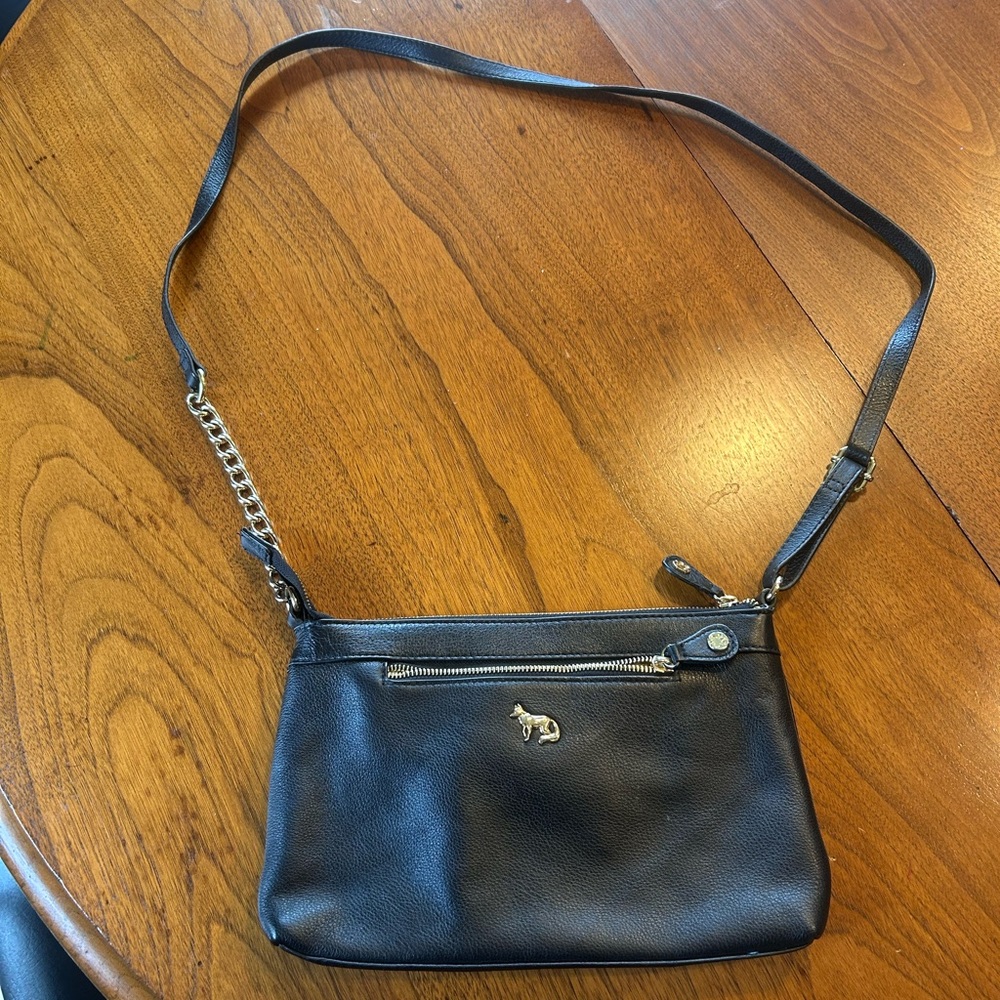 Emma Fox Black Leather Crossbody Bag